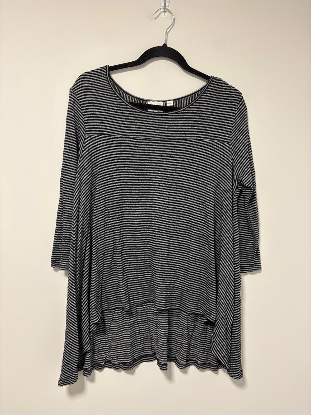 Anthropologie Black & Grey Striped Swing Tunic